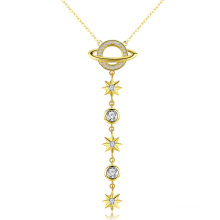 Creative CZ Interstellar Gold Plated 925 Sterling Silver Pendant Necklace